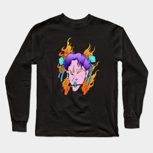 Dope asian dope boy cartoon illustration Long Sleeve T-Shirt